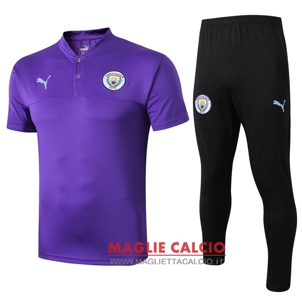 polo set completo maglia manchester city 2019-2020 purpureo