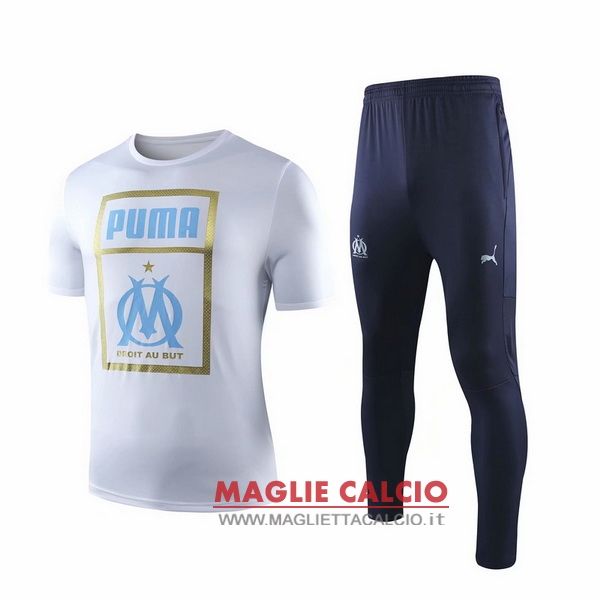 nuova formazione set completo divisione magliette marseille 2019-2020 bianco blu