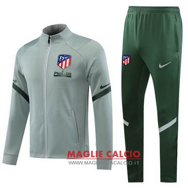nuova atletico madrid insieme completo grigio verde giacca 2020-2021