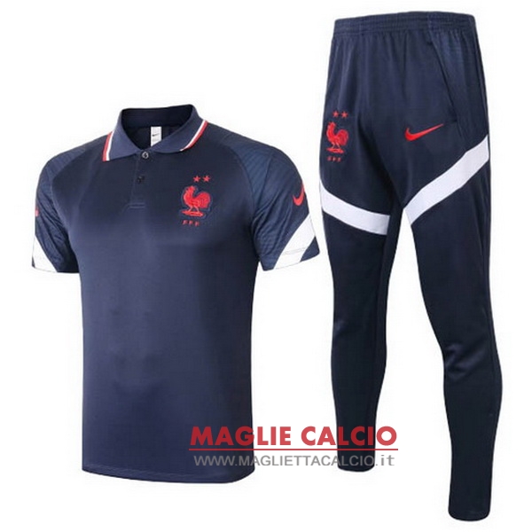 polo set completo maglia francia 2020 blu navy
