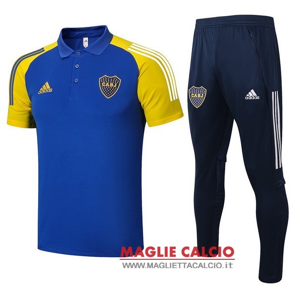 polo set completo maglia boca juniors 2021-2022 giallo blu