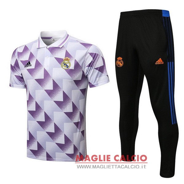 polo set completo maglia real madrid 2022-2023 purpureo bianco