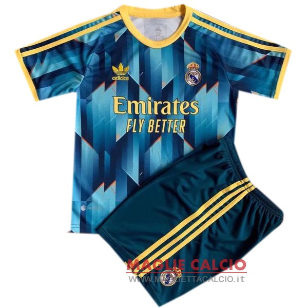 nuova concetto maglietta real madrid set completo bambino 2022-2023 blu