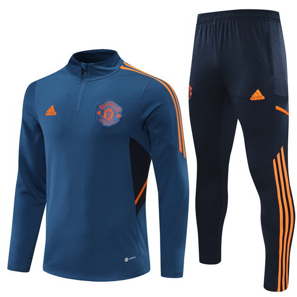 nuova manchester united insieme completo blu arancione bambino giacca 2022-2023