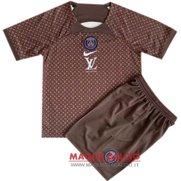 tailandia nuova concetto divisione magliette set completo uomo paris saint germain 2022-2023 marrone