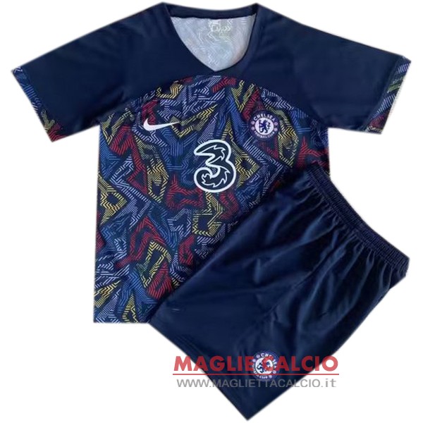 nuova magliette concetto chelsea set completo bambino 2023-2024 blu navy