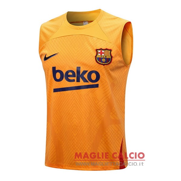 nuova senza maniche magliette barcelona formazione 2022-2023 arancione
