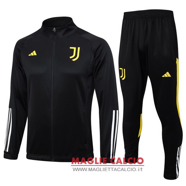 nuova juventus insieme completo nero bianco giallo bambino giacca lunga zip 2023-2024