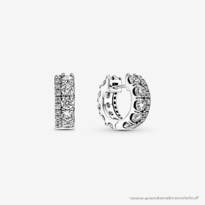 Pandora Italia Orecchini A Cerchio Con Doppia Fascia E Pavé Net