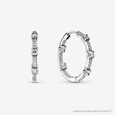 Pandora Italia Orecchini A Cerchio Con Barre In Pavé Scintillanti Net
