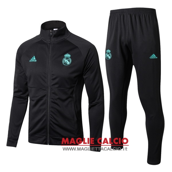 nuova real madrid insieme completo verde nero giacca 2017-2018