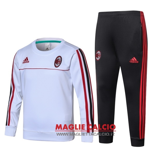 nuova ac milan insieme completo bianco bambino giacca 2017-2018