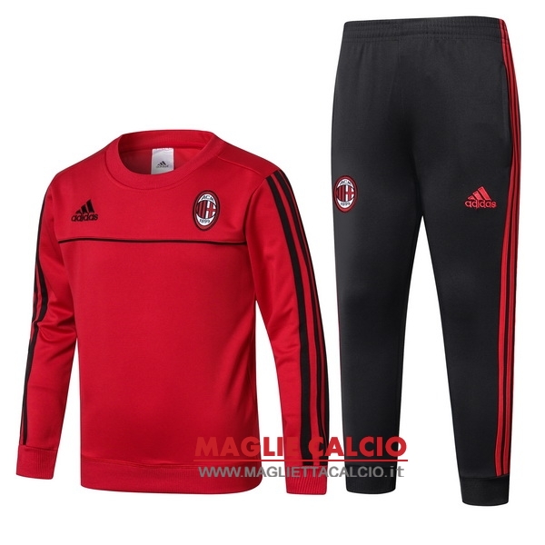 nuova ac milan insieme completo rosso nero bambino giacca 2017-2018