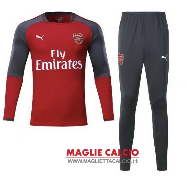 nuova arsenal insieme completo rosso grigio navy bambino giacca 2017-2018