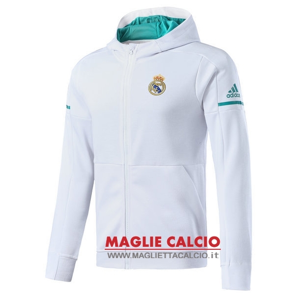 nuova real madrid bianco bambino felpa cappuccio giacca 2017-2018