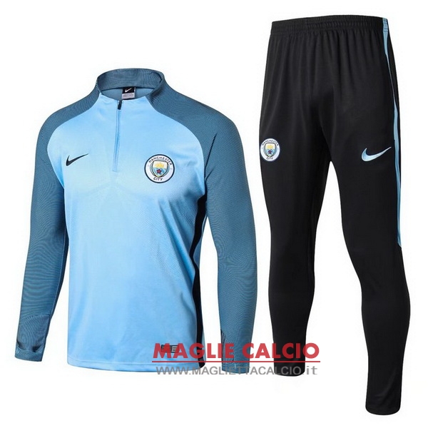 nuova manchester city insieme completo blu nero giacca 2017-2018