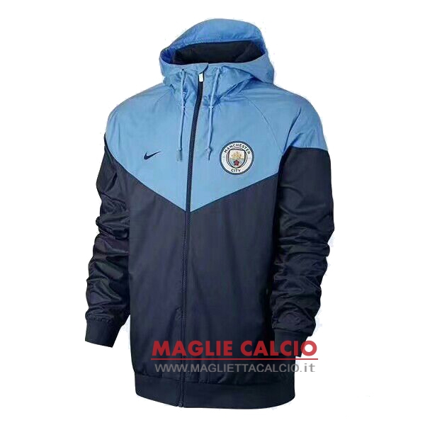 nuova manchester city blu luce felpa cappuccio giacca 2017-2018