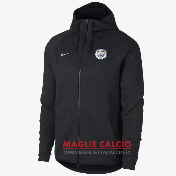 nuova manchester city grigio navy felpa cappuccio giacca 2017-2018