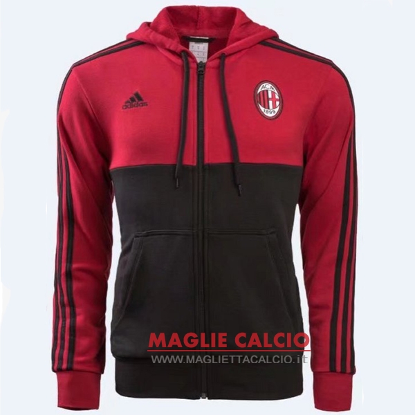 nuova ac milan rosso nero felpa cappuccio giacca 2017-2018