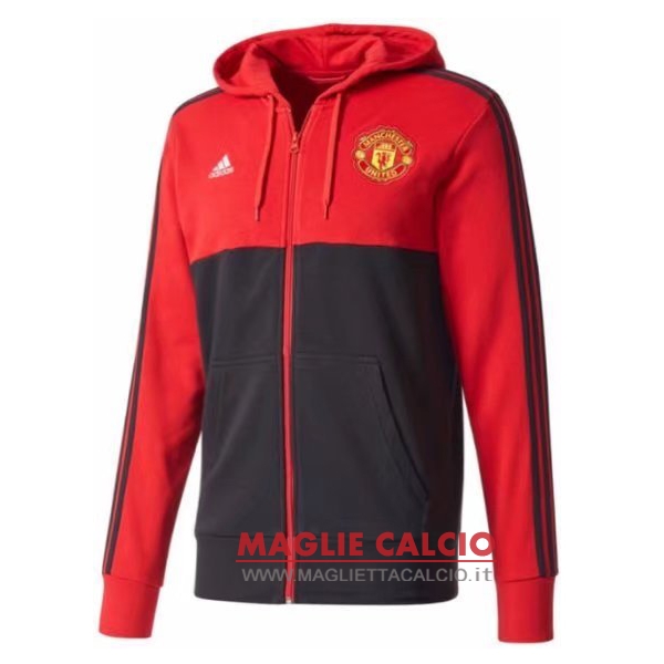 nuova manchester united nero rosso felpa cappuccio giacca 2017-2018