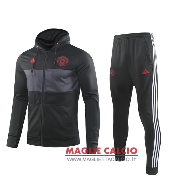 nuova manchester united insieme completo nero grigio rosso giacca 2019-2020