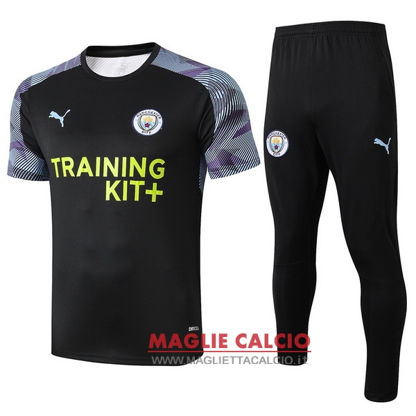 nuova formazione set completo divisione magliette manchester city 2019-2020 nero purpureo