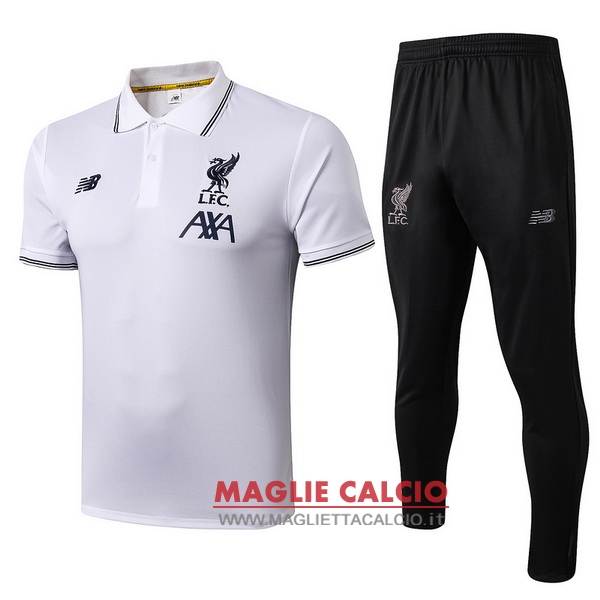 polo set completo maglia liverpool 2019-2020 bianco nero