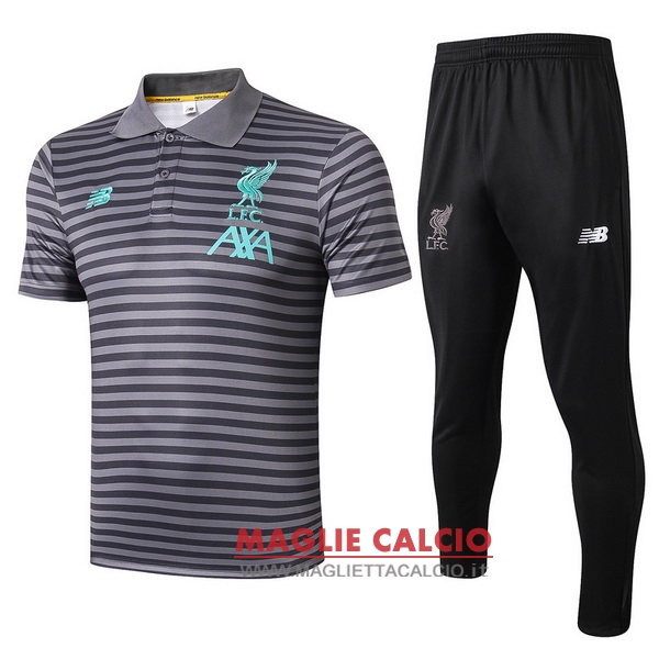 polo set completo maglia liverpool 2019-2020 grigio navy