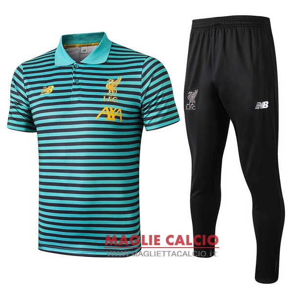 polo set completo maglia liverpool 2019-2020 verde nero