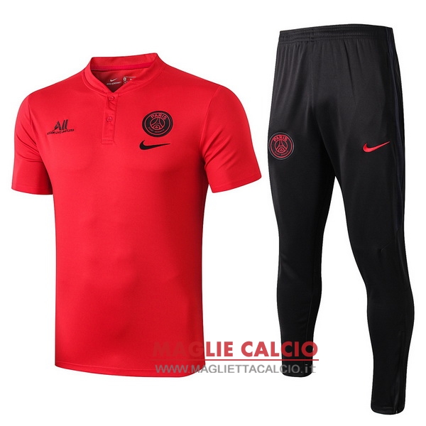 polo set completo maglia paris saint germain 2019-2020 rosso nero