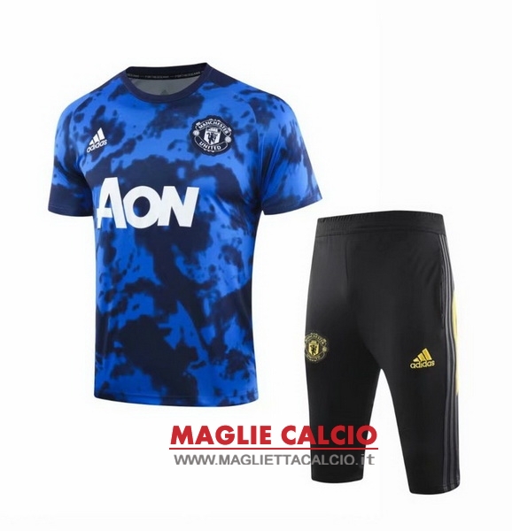 nuova formazione set completo divisione magliette manchester united 2019-2020 blu nero