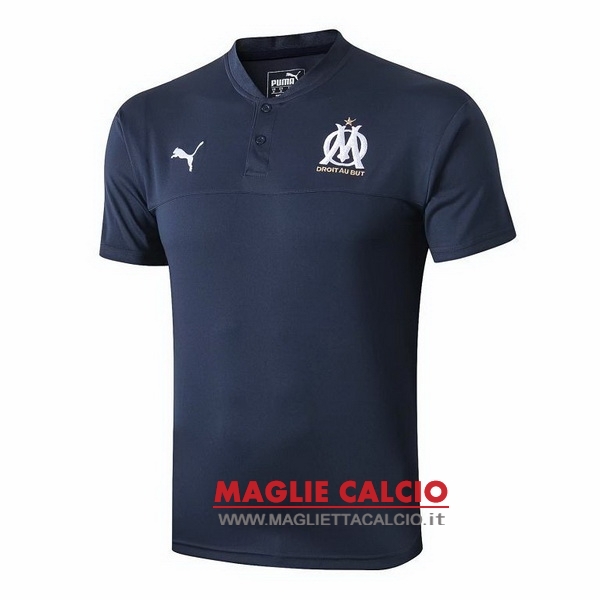 polo set completo maglia marseille 2019-2020 blu