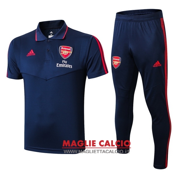 polo set completo maglia arsenal 2019-2020 blu navy