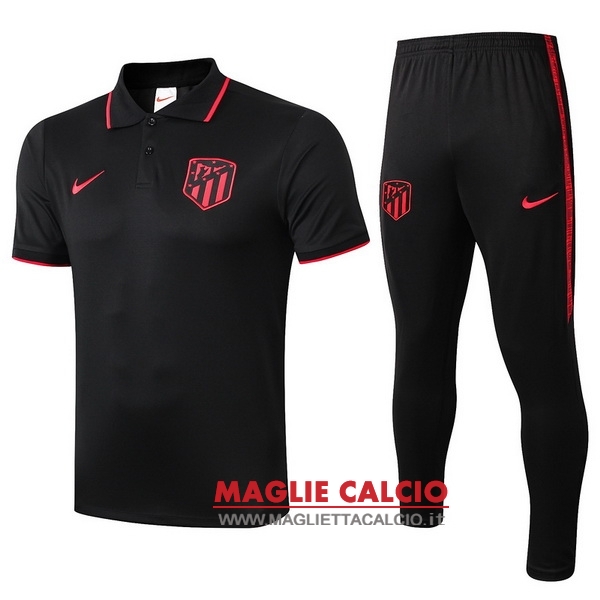 polo set completo maglia atletico de madrid 2019-2020 nero