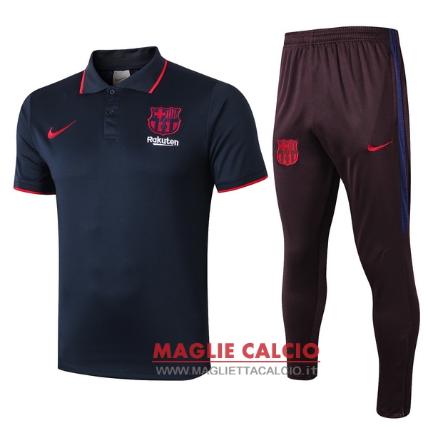 polo set completo maglia barcelona 2019-2020 blu navy borgogna