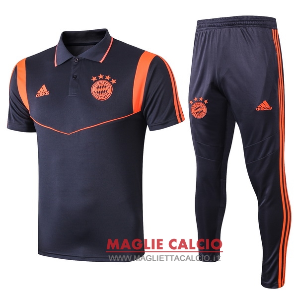 polo set completo maglia bayern munich 2019-2020 blu arancione