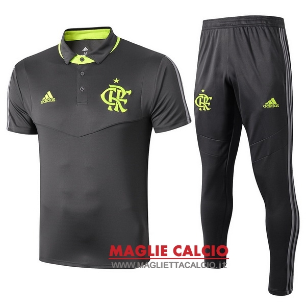 polo set completo maglia flamengo 2019-2020 grigio verde