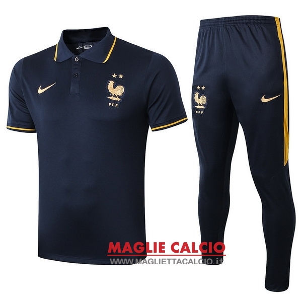polo set completo maglia francia 2019 blu navy