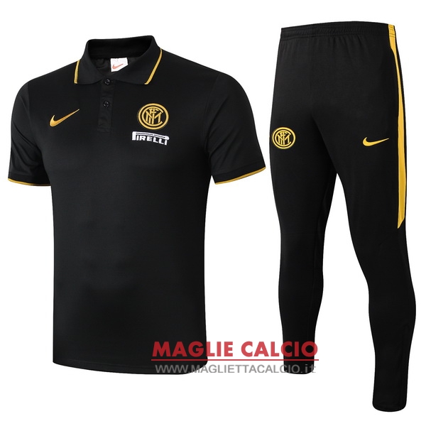 Polo set completo maglia inter de milan 2019-2020 nero giallo