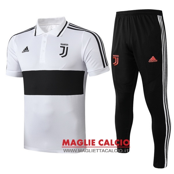 polo set completo maglia juventus 2019-2020 bianco nero rosa