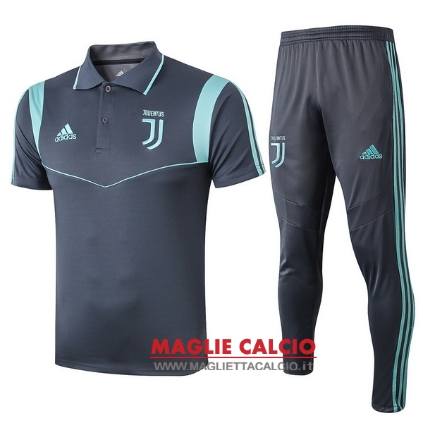 polo set completo maglia juventus 2019-2020 grigio blu