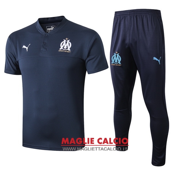 polo set completo maglia marseille 2019-2020 blu