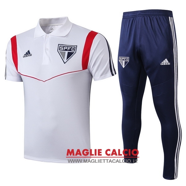 polo set completo maglia sao paulo 2019-2020 bianco blu