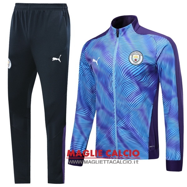 nuova manchester city insieme completo purpureo blu bambino giacca 2019-2020