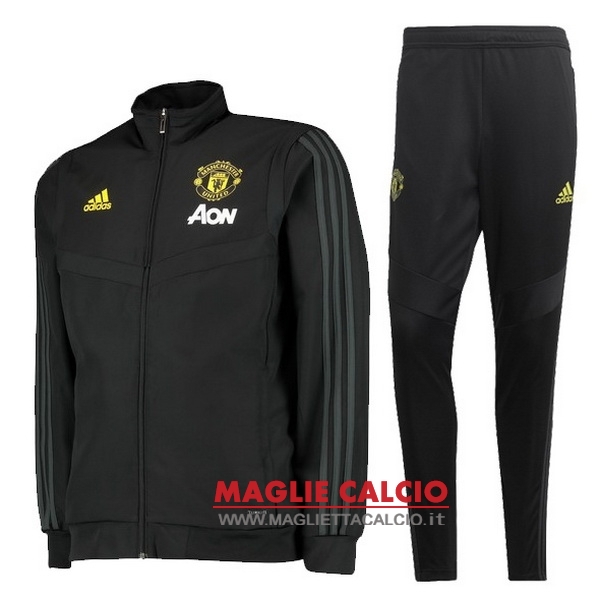 nuova manchester united insieme completo nero giallo bambino giacca 2019-2020