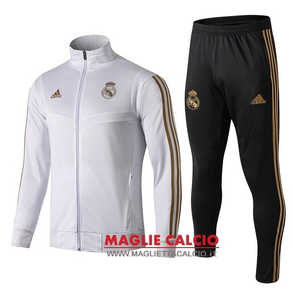 nuova real madrid insieme completo bianco giallo bambino giacca 2019-2020