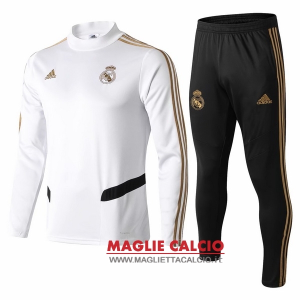 nuova real madrid insieme completo bianco nero giallo bambino giacca 2019-2020