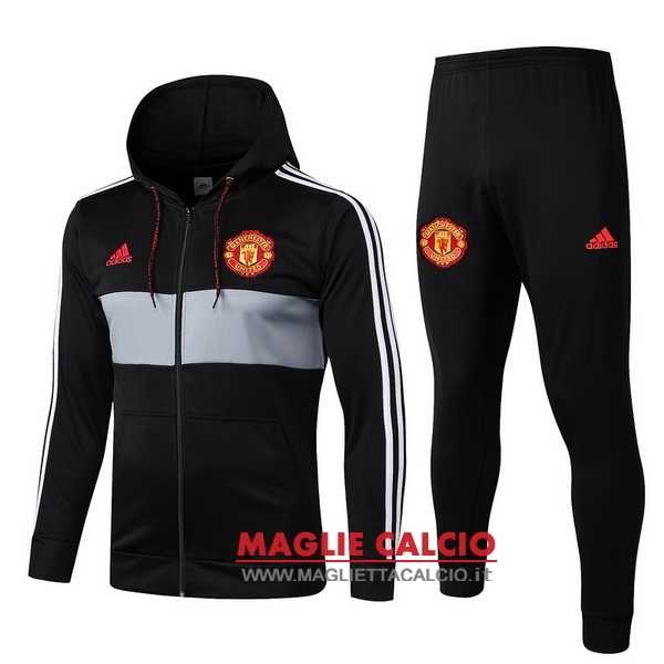 nuova manchester united insieme completo nero rosso grigio giacca 2019-2020