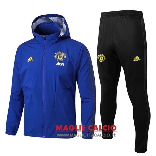 nuova manchester united insieme completo blu nero giacca a vento 2019-2020