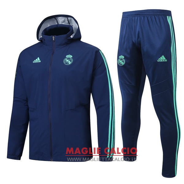 nuova real madrid insieme completo blu verde giacca a vento 2019-2020